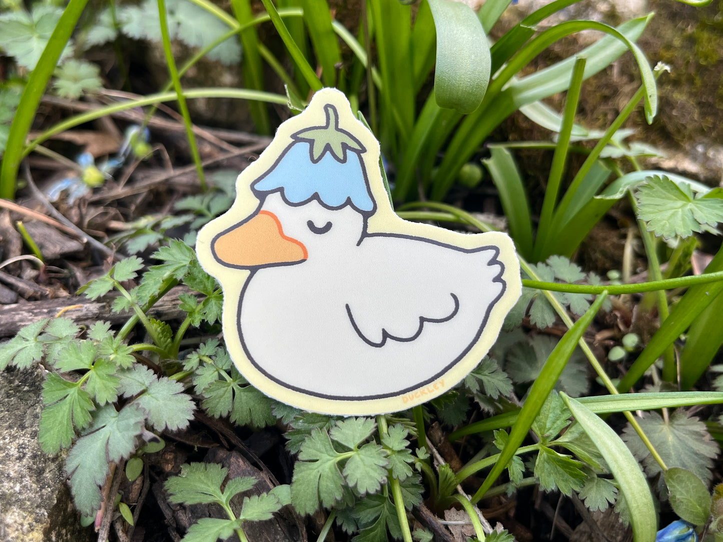 Sleepy Flower Duck Vinyl Sticker