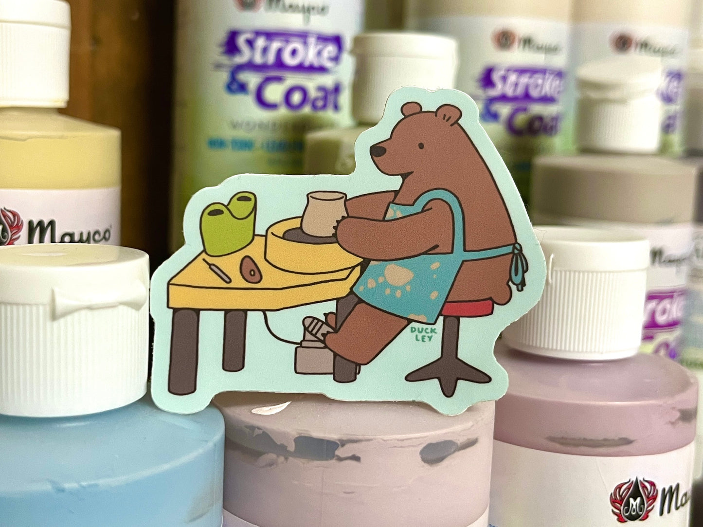 Pottery Bear Vinyl Sticker