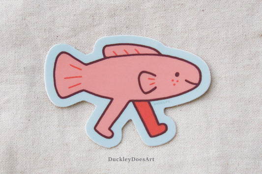 Samson the Fish with Legs Vinyl Sticker