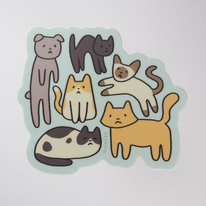 Silly Shaped Cats Vinyl Sticker