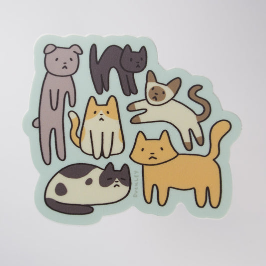 Silly Shaped Cats Vinyl Sticker