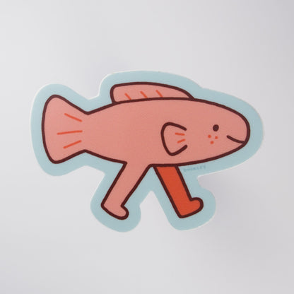 Samson the Fish with Legs Vinyl Sticker