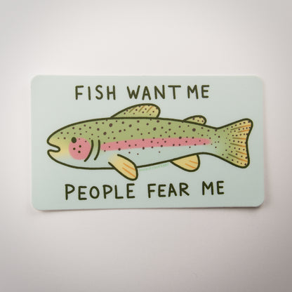 Fish Want Me People Fear Me Vinyl Sticker