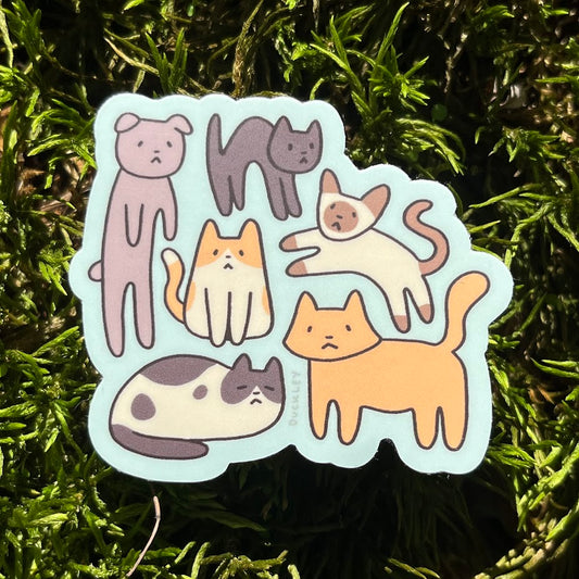 Silly Shaped Cats Vinyl Sticker