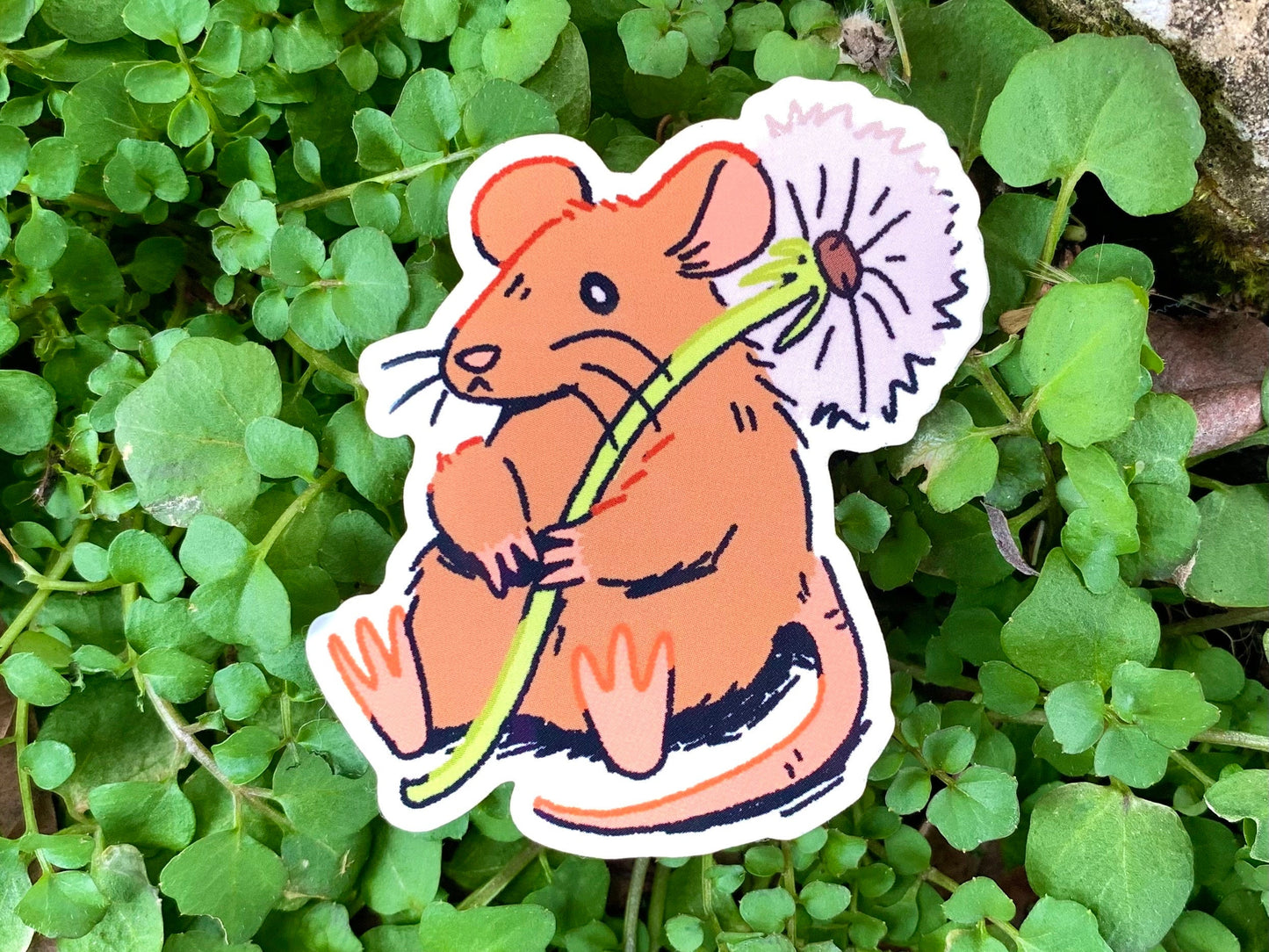 Mouse Flower Sticker // Vinyl Weatherproof Sticker for Car Sticker for Water Bottle Skateboard Laptop Decal Cute Mouse Rat Animal Stickers