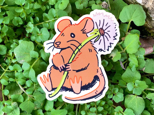 Mouse Flower Sticker // Vinyl Weatherproof Sticker for Car Sticker for Water Bottle Skateboard Laptop Decal Cute Mouse Rat Animal Stickers