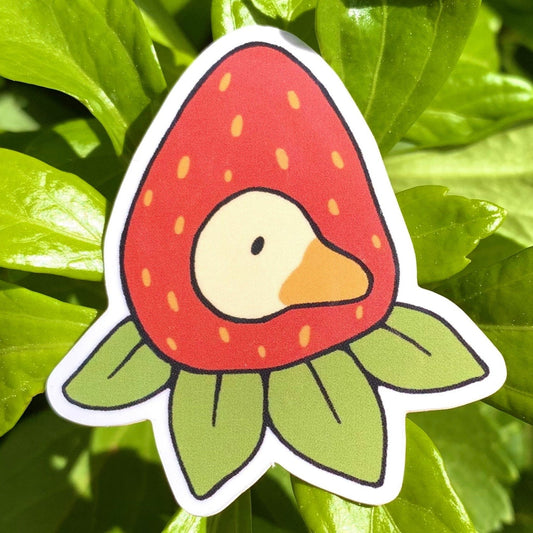 Strawberry Duck Vinyl Sticker