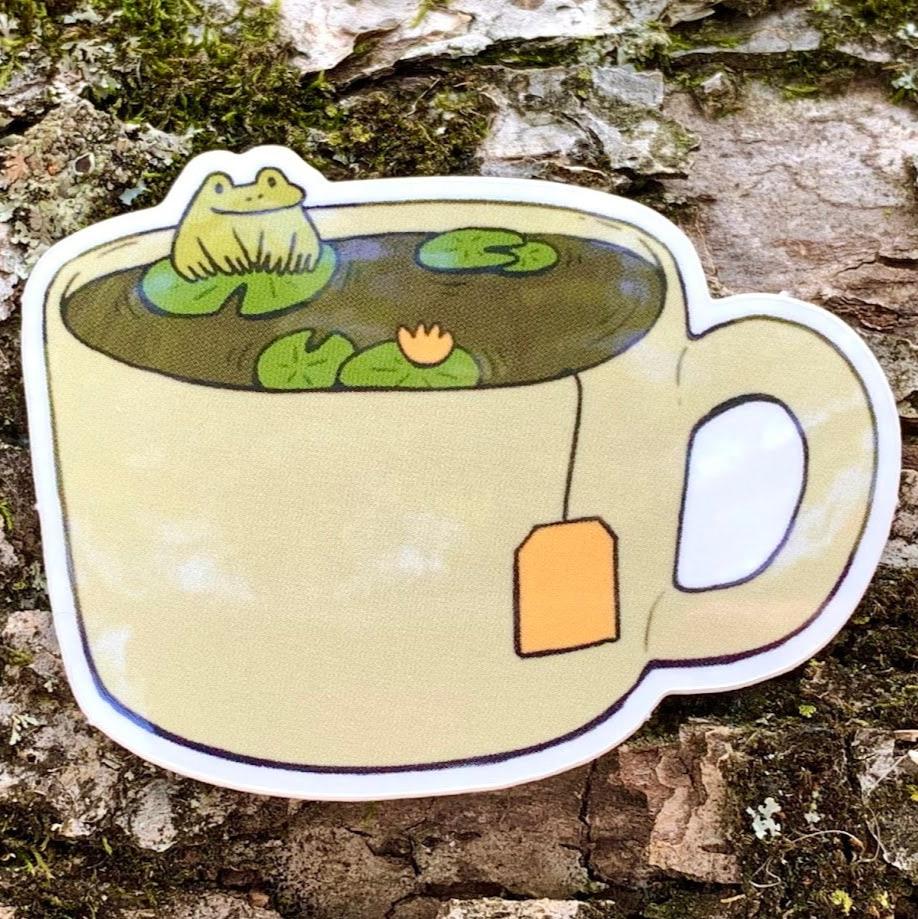 Tea Frog Vinyl Sticker