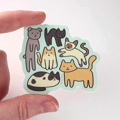Silly Shaped Cats Vinyl Sticker