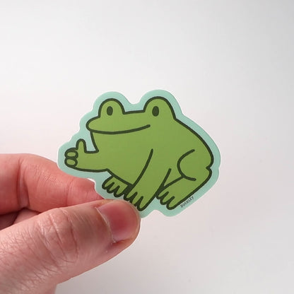 Thumbs Up Frog Vinyl Sticker
