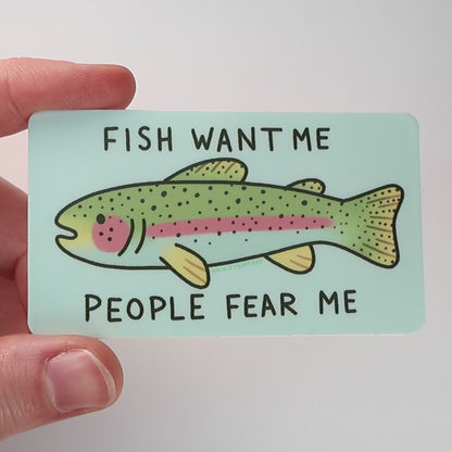 Fish Want Me People Fear Me Vinyl Sticker
