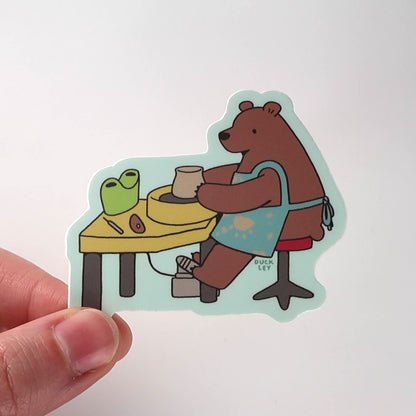 Pottery Bear Vinyl Sticker